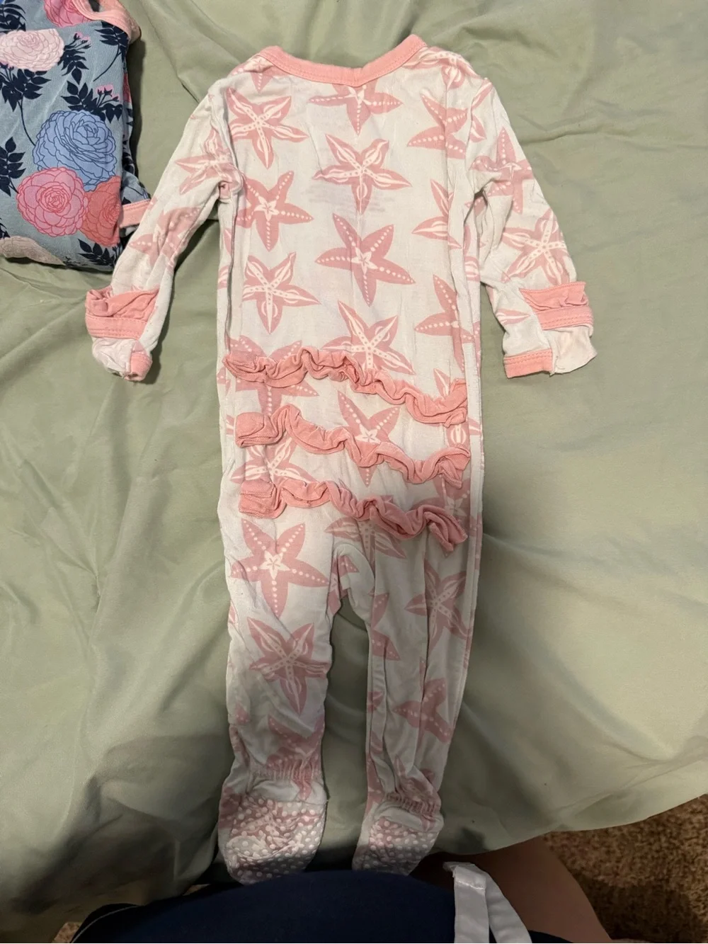 Kickee Pants Pink Starfish Ruffle Footed One-Piece
